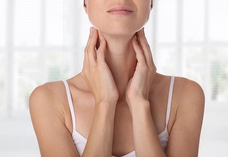 Woman Checking Her Thyroid